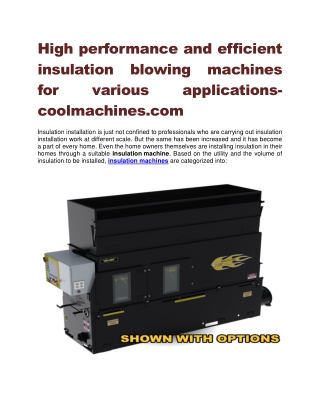 High performance and efficient insulation blowing machines for various applications-coolmachines.com