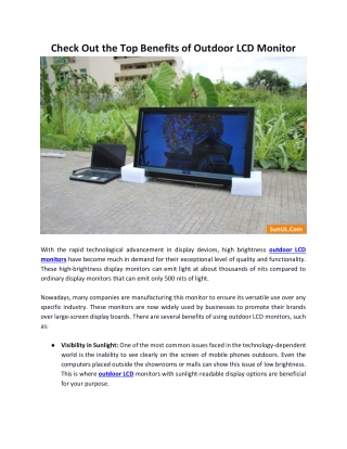 Check Out the Top Benefits of Outdoor LCD Monitor
