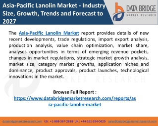 Asia-Pacific Lanolin Market – Industry Trends and Forecast to 2027