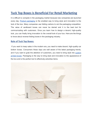 Tuck Top Boxes Are Beneficial For Retail Marketing