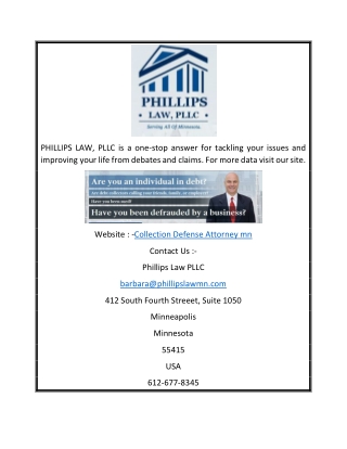 Collection Defense Attorney mn | phillipslawmn.com