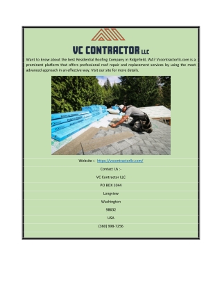 Professional Roof Replacement service Kelso WA