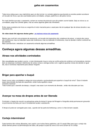 os maiores micos de casamento