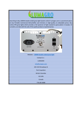 1000W double ended grow light  Lumagro.com