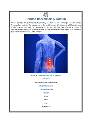 Visit Rheumatology Clinic Of Houston | Houston Rheumatology Institute