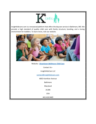 Downtown Baltimore Child Care | Insightkidzcare.com