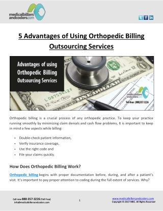 5 Advantages of Using Orthopedic Billing Outsourcing Services