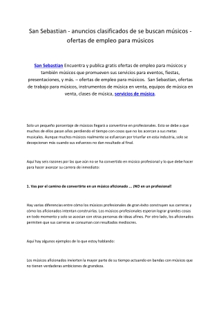 San Sebastian - anuncios clasificados de instrumentos de música y equipos de sonido - instrumentos musicales - bedpage.e