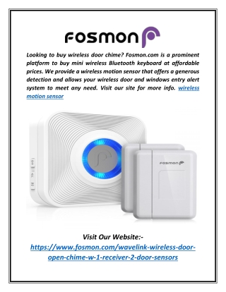 Wireless Motion Sensor | Fosmon.com