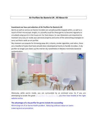 Air Purifiers for Bacteria UK - All About Air
