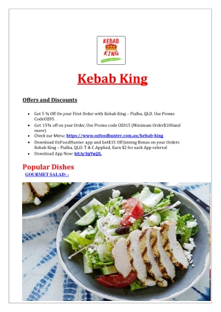 5% Off - Kebab King Restaurant Menu Pialba, QLD