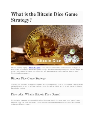 What is the Bitcoin Dice Game Strategy