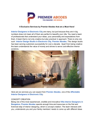 6 Exclusive Services by Premier Abodes that are a must have