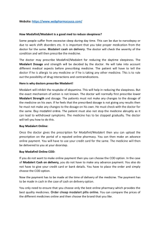 How ModafinilModalert is a good med to reduce sleepiness - Copy