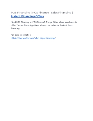 POS Financing | POS Finance | Sales Financing | Instant Financing Offers