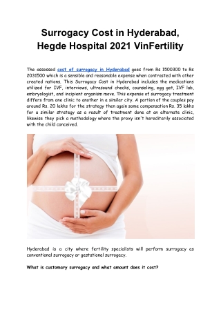 Surrogacy Cost in Hyderabad, Hegde Hospital 2021 VinFertility