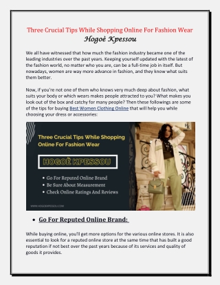 Three Crucial Tips While Shopping Online For Fashion Wear - Hogoè Kpessou