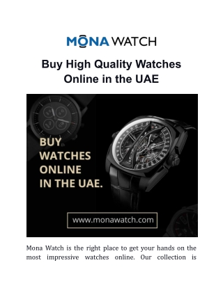 Buy High Quality Watches Online in the UAE