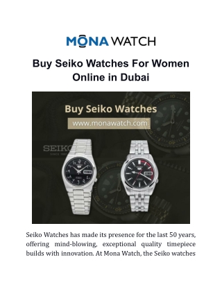 Buy Seiko Watches For Women Online in Dubai