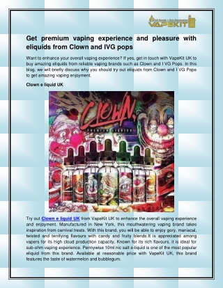 Clown e liquid UK