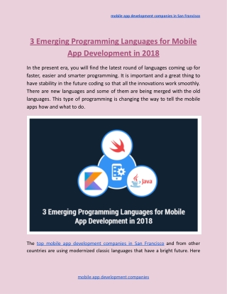 3 Emerging Programming Languages for Mobile App Development in 2018