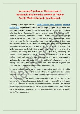 Global Trawler Yachts Industry Research Report 2021