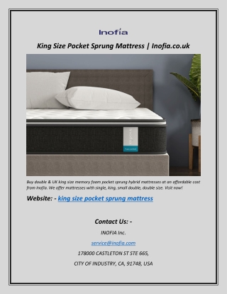 King Size Pocket Sprung Mattress | Inofia.co.uk