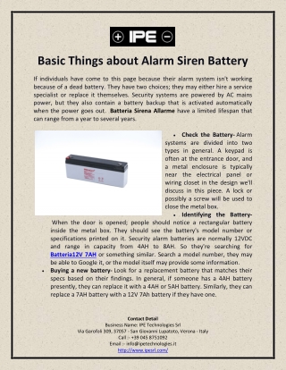 Basic Things about Alarm Siren Battery