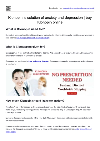 Klonopin is solution of anxiety and depression  buy Klonopin online