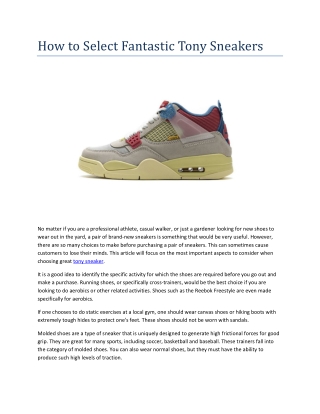 How to Select Fantastic Tony Sneakers