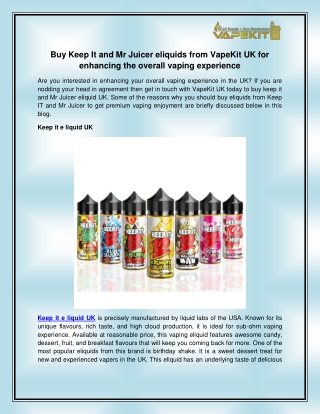Keep it e liquid UK