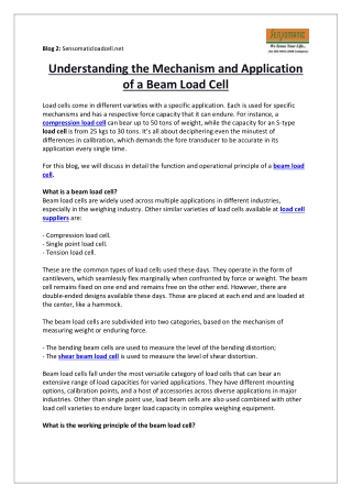 Understanding the Mechanism and Application of a Beam Load Cell
