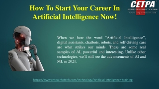 How To Start Your Career In Artificial Intelligence Now!