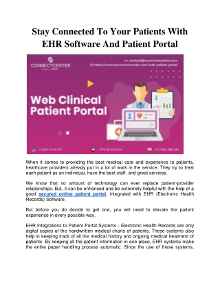 Stay Connected To Your Patients With EHR Software And Patient Portal