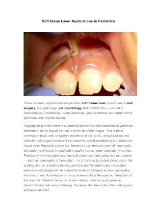 Soft tissue Laser Applications in Pediatrics