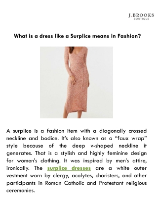 What is a dress like a Surplice means in Fashion?