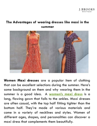 The Advantages of wearing dresses like maxi in the summer