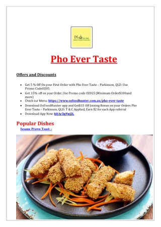 5% Off - Pho Ever Taste - Vietnamese takeaway Parkinson QLD