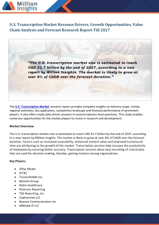 U.S. Transcription Market