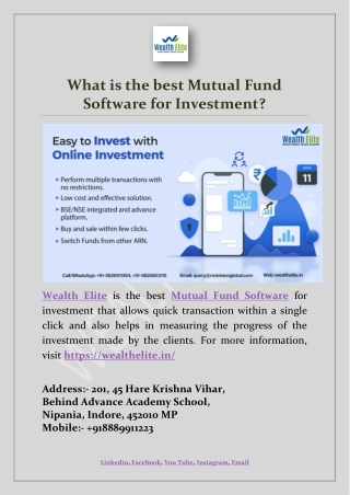 What is the best Mutual Fund Software for Investment