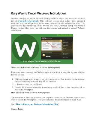 Easy Way To Cancel Webroot.com/safe Subscription?