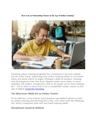 How to be an Outstanding Trainer in the Age of Online Training_