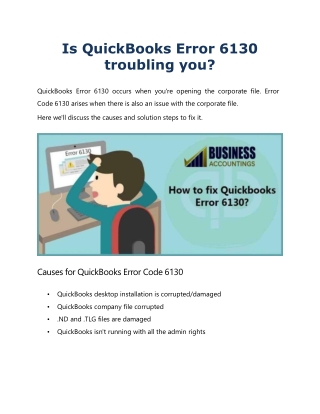 How to Troubleshoot quickbooks Error 6130 in Minutes?