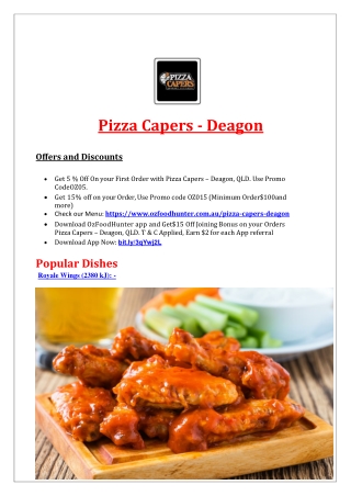 5% Off - Pizza Capers menu - Pizza restaurant Deagon QLD