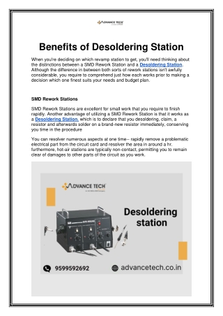 Benefits of Desoldering Station