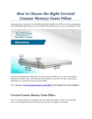 How to Choose the Right Cervical Contour Memory Foam Pillow