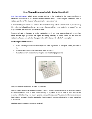 Kern Pharma Diazepam for Sale