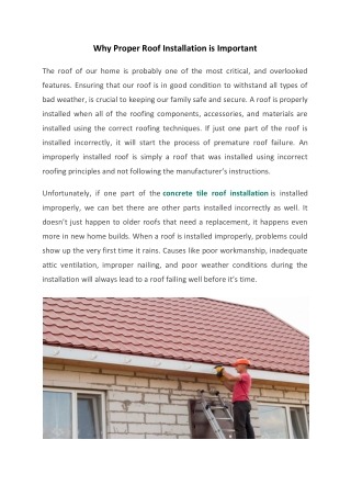 Why Proper Roof Installation is Important
