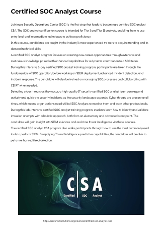Certified SOC Analyst