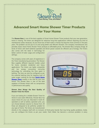 Advanced Smart Home Shower Timer Products for Your Home